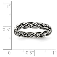 Sterling Silver Antiqued Weave 3.5mm Women's Ring