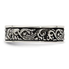 Sterling Silver Polished and Antiqued Filigree Women's Ring