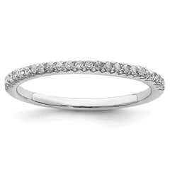 Sterling Silver Rhodium-plated Polished CZ Ring