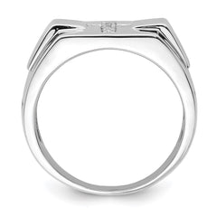 Sterling Silver Rhodium Diam. Cross Signet Ring