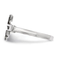 Sterling Silver Rhodium-plated Jesus Cross Ring