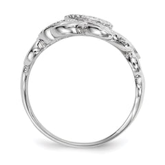 Sterling Silver Rhodium-plated Polished & Textured Circles Ring