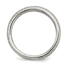 Sterling Silver Rhodium-plated Baguette & Round CZ Eternity Ring