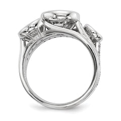 Sterling Silver Rhodium-plated CZ 3-Ring Set
