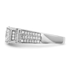 Sterling Silver Rhodium-plated CZ Tiered Pav������������������ Ring