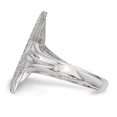 Sterling Silver Rhodium-plated CZ Moon w/Star Polished Ring