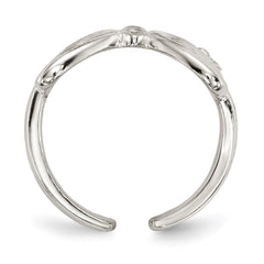 Sterling Silver Polished CZ Butterfly Double Finger Ring