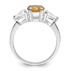 Sterling Silver Rhodium Citrine ring