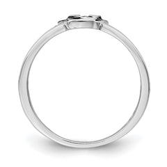 Sterling Silver RH-plated Black & White Enameled Puppy Children's Ring