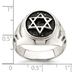 Sterling Silver Antiqued Star of David Ring