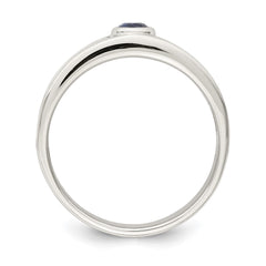 Sterling Silver Rhodium-plated Men's Blue Sapphire Ring