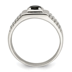 Sterling Silver Rhodium-plated Men's Onyx and White Topaz Ring