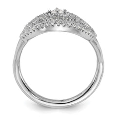 Sterling Silver Rhodium-plated CZ Filigree Oval Ring