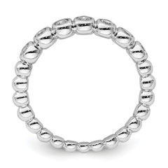 Sterling Silver Rhodium Plated CZ Ring
