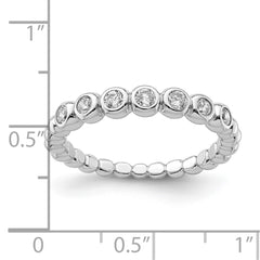 Sterling Silver Rhodium Plated CZ Ring