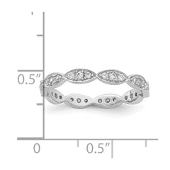 Sterling Silver Rhodium-plated Fancy Scalloped CZ Band