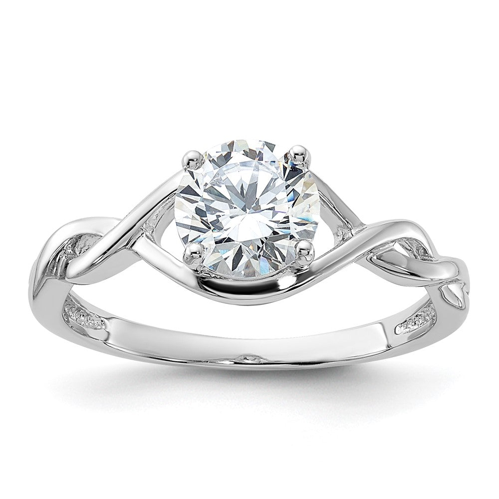 Sterling Silver Rhodium-plated 6.5mm CZ Twisted Ring