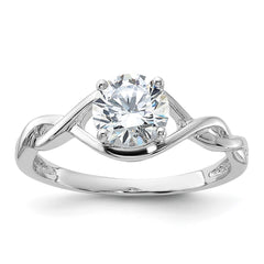 Sterling Silver Rhodium-plated 6.5mm CZ Twisted Ring