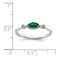 Sterling Silver Rhod-platd Polished Created Emerald/White Topaz Ring