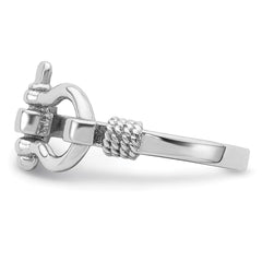 De-Ani Sterling Silver Rhodium-Plated Polished Shackle with Rope Trim Ring