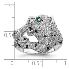 Sterling Silver Rhodium-plated Polished CZ Cheetah Ring