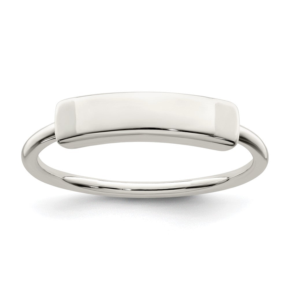 Sterling Silver Polished Engraveable Top Ring