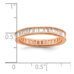 Sterling Silver Polished Rose-tone Channel Set CZ Band