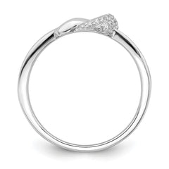 Sterling Silver Polished Rhodium-plated CZ Knot Ring