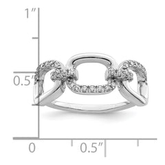 Sterling Silver Rhodium-plated Polished CZ 3 Square Ring