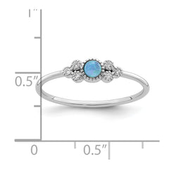 Sterling Silver Rhodium-plated Polished Lab Created Blue Opal Ring