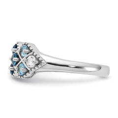 SS Rhodium-plated London Lt. Swiss Blue and White Topaz Ring