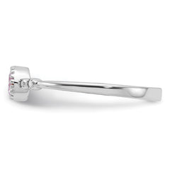 SS Rhodium-plated .37Pink and .02White Created Sapphire Ring