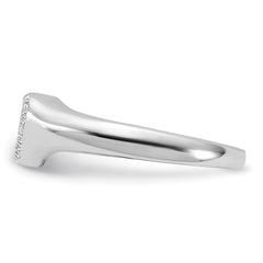 Sterling Silver Rhodium-plated Micro Pave CZ Heart Ring