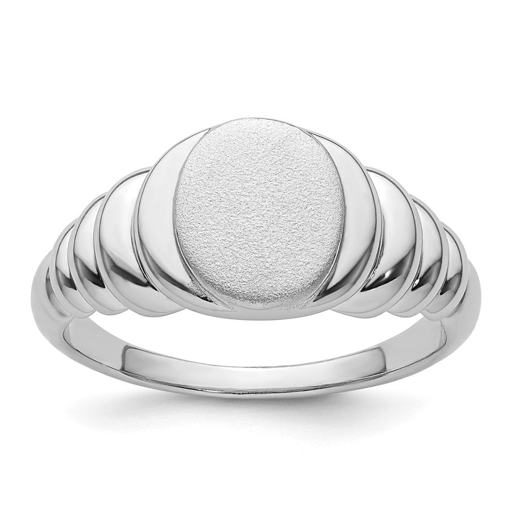 Sterling Silver Rhodium-plated Satin and Polished Signet Ring