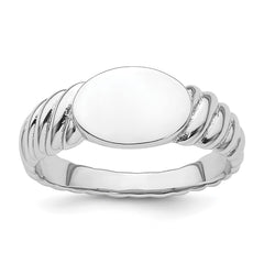 Sterling Silver Rhodium-plated Polished Twist Signet Ring