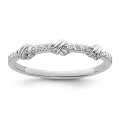 Sterling Silver Rhodium-plated Clear CZ Knot Ring
