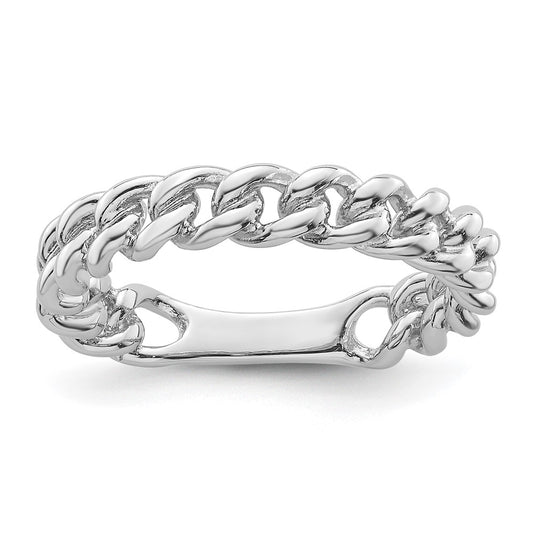 Sterling Silver Rhodium-plated Polished Chain Link Ring