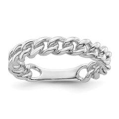 Sterling Silver Rhodium-plated Polished Chain Link Ring
