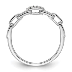 Sterling Silver Rhodium-plated CZ Link Ring