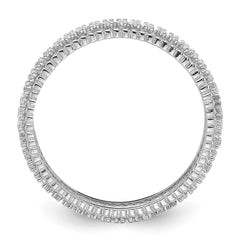 Sterling Silver Rhodium-plated CZ 3mm Eternity Band