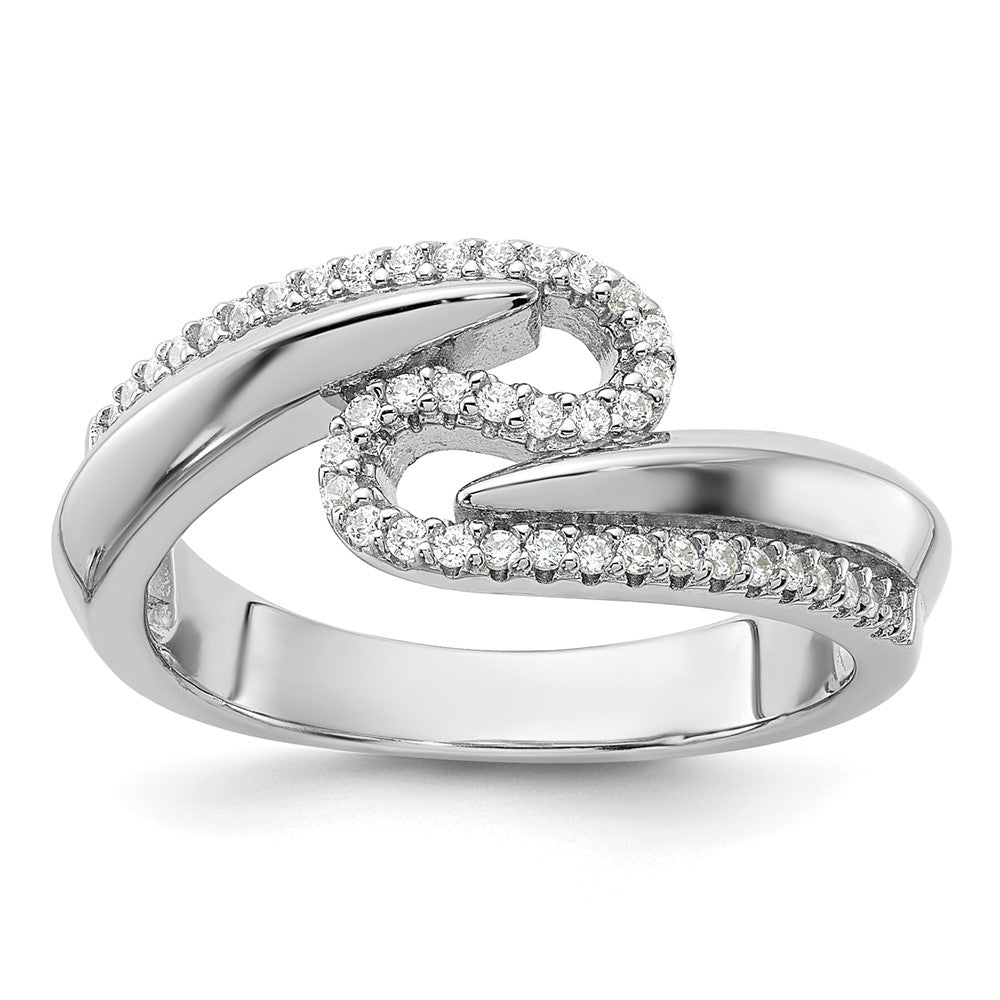 Pure Fire Sterling Silver Rhodium-plated Fancy CZ Ring