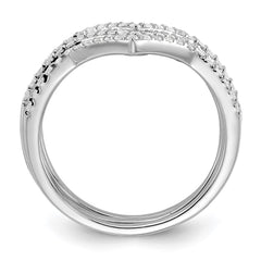 Sterling Silver Rhodium-plated CZ V-Shaped 3 Band Set
