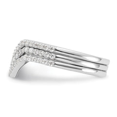 Sterling Silver Rhodium-plated CZ V-Shaped 3 Band Set