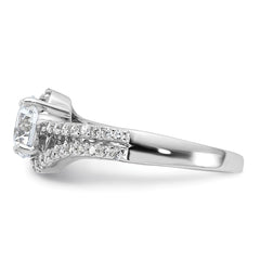 Sterling Silver Rhodium-plated CZ Double Row Ring