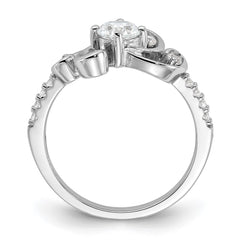 Pure Fire Sterling Silver Rhodium-plated Fancy CZ Ring