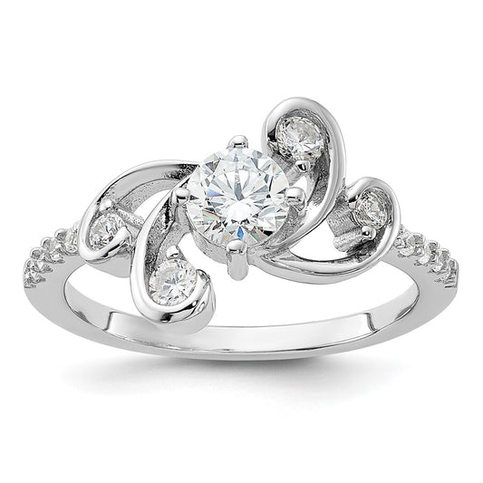 Pure Fire Sterling Silver Rhodium-plated Fancy CZ Ring