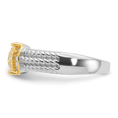 Sterling Silver Rhodium/Gold-tone Pav CZ Ring