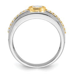 Sterling Silver Rhodium/Gold-tone CZ Ring