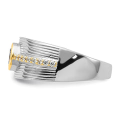 Sterling Silver Rhodium/Gold-tone CZ Ring