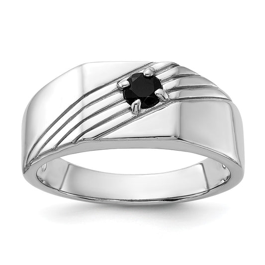 Sterling Silver Rhodium-plated Black Onyx Signet Men's Ring